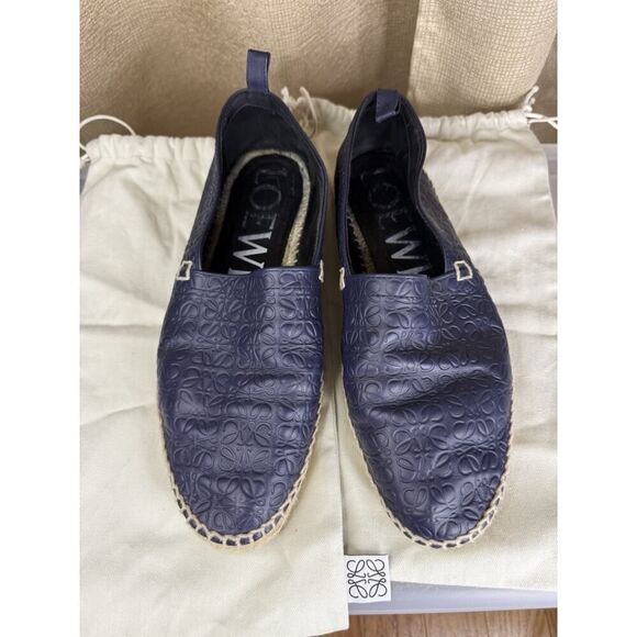 Loewe Men’s Leather Espadrilles Black Slip-On Shoes EU 44 US 11 Logo Flat main image 7